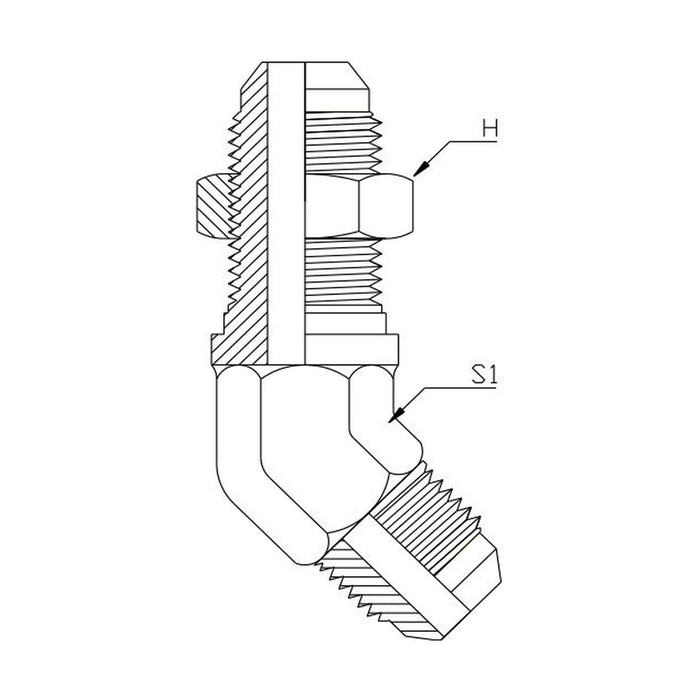 JIC Bulkhead Male x JIC Male 45° Compact