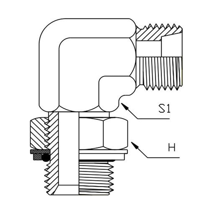 BSP Parallel Male x Metric Heavy Male 90° Compact