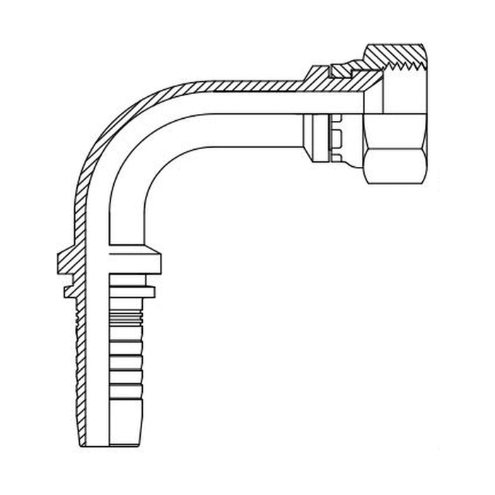 Hose Tail Barb JIC Female 90° Long Drop