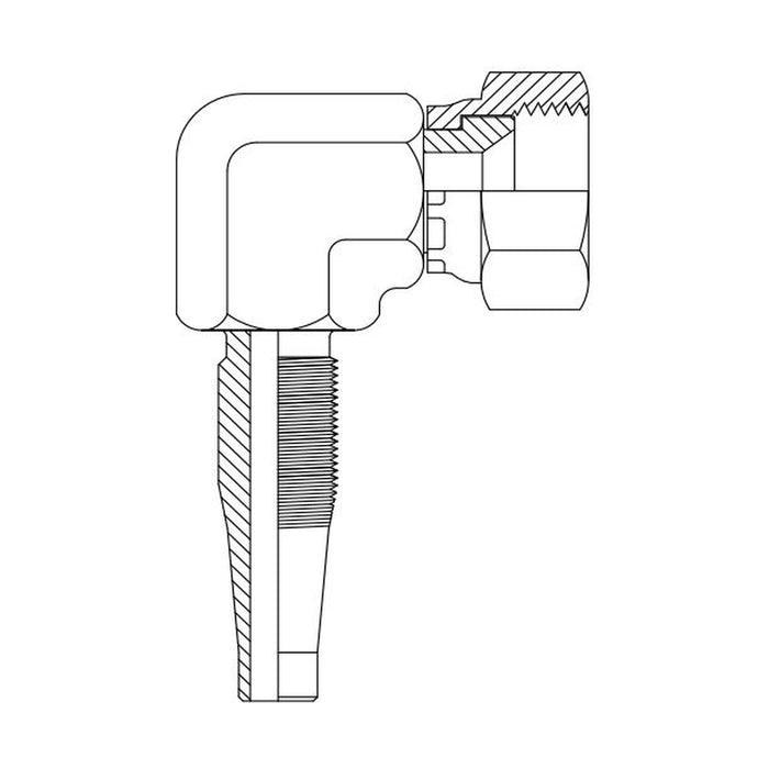 Hose Tail Reusable JIC Female 90° Compact