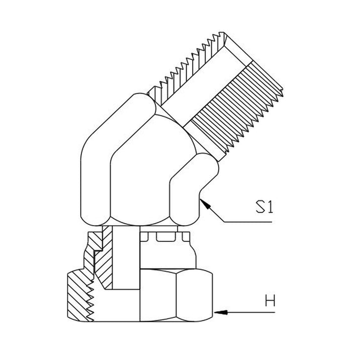 BSP Swivel Female x BSP Tapered Male 45° Compact