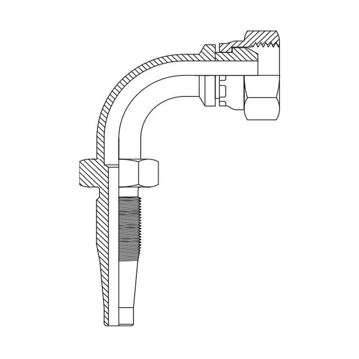 Hose Tail Reusable BSP Swivel Female 90° Swept