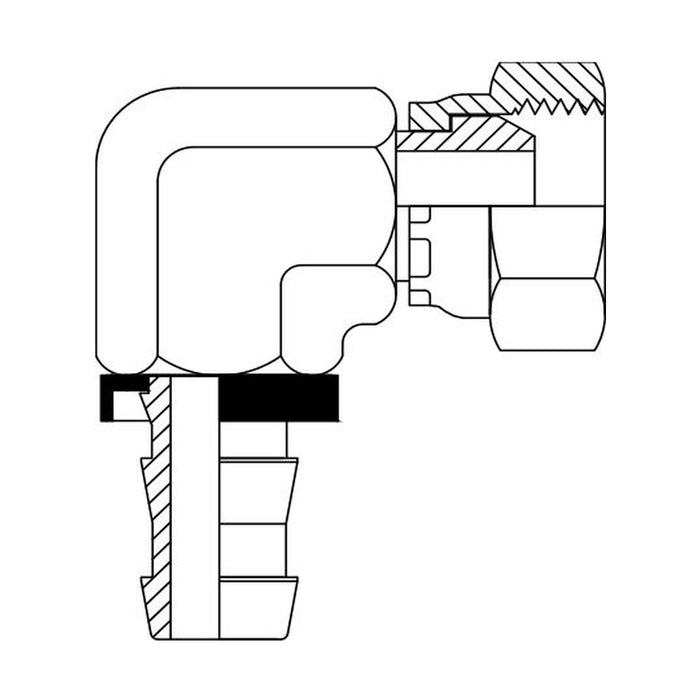 Hose Tail Pushlock BSP Swivel Female 90° Compact