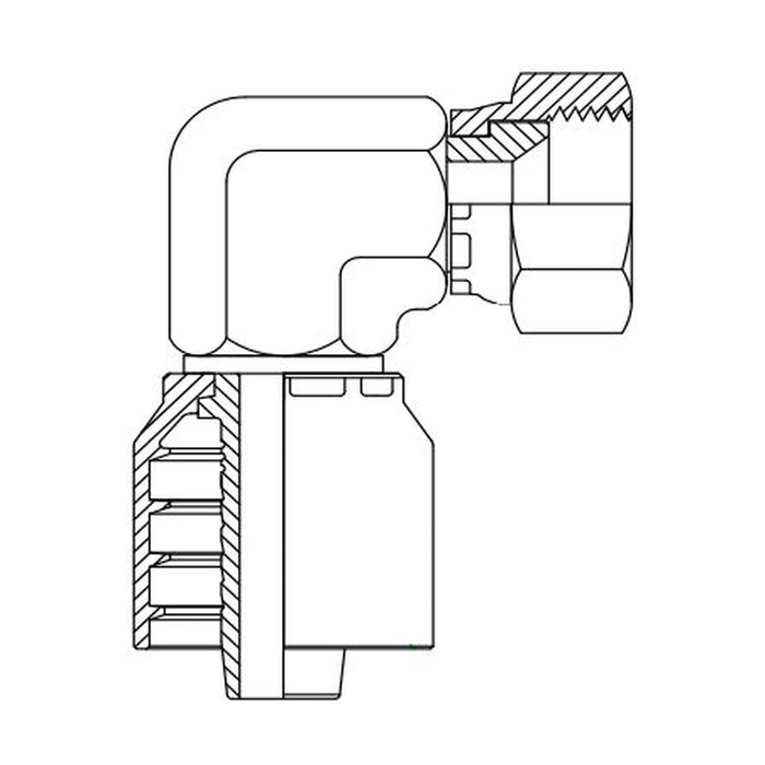 Hose Tail One Piece JIC Female 90° Compact