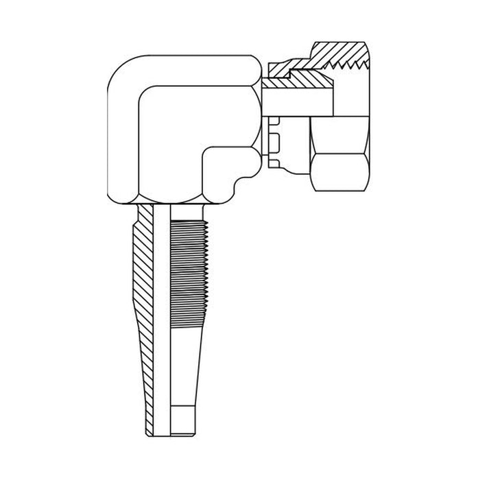 Hose Tail Reusable BSP Swivel Female 90° Compact