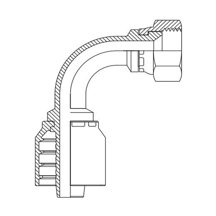 Hose Tail One Piece SAE Female 90° Swept