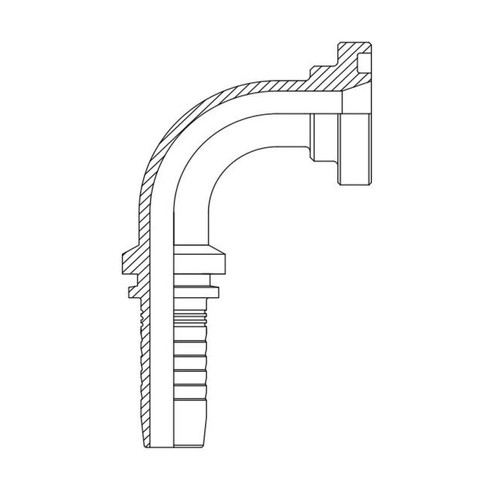 Hose Tail Barb Flange Code 61 90° Swept