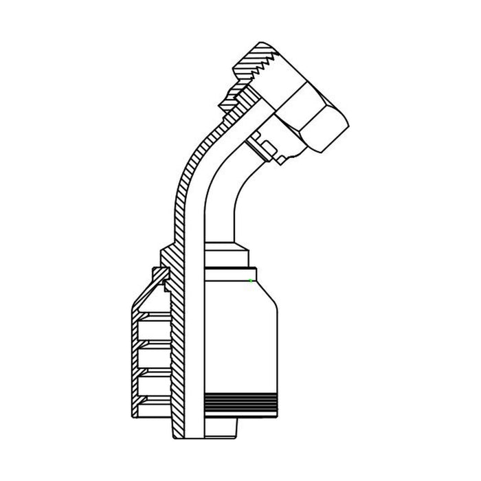 Hose Tail One Piece 6K ORFS Female 45° Swept