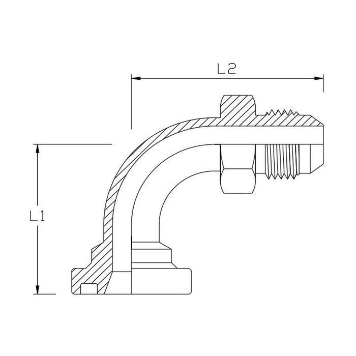 Flange Code 61 x JIC Male 90° Swept