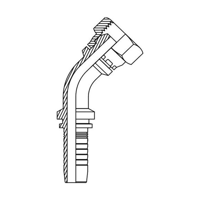 Hose Tail Barb BSP Swivel Female 45° Swept