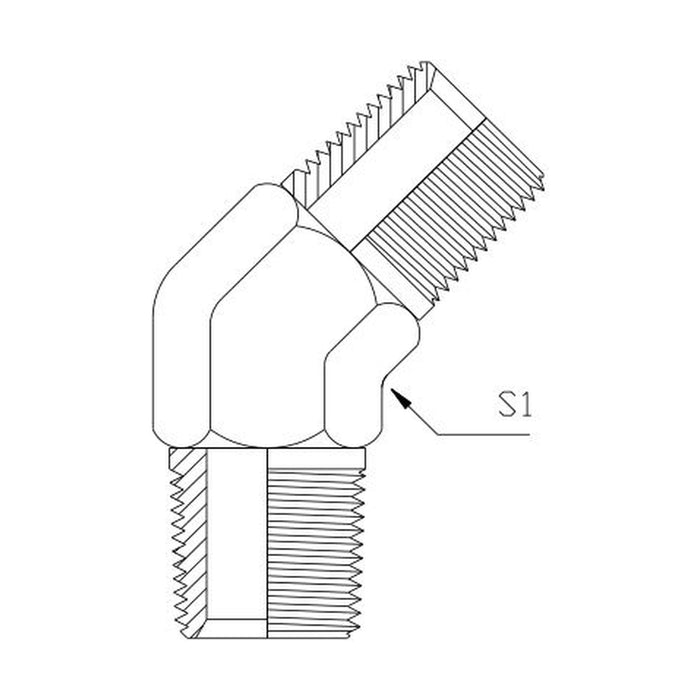 NPT Tapered Male x NPT Tapered Male 45° Compact