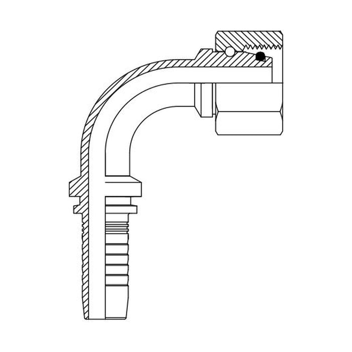 Hose Tail Barb Metric Light Female 90° Swept