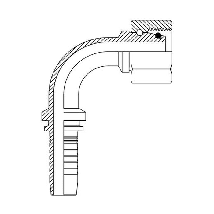 Hose Tail Barb Metric Heavy Female 90° Swept