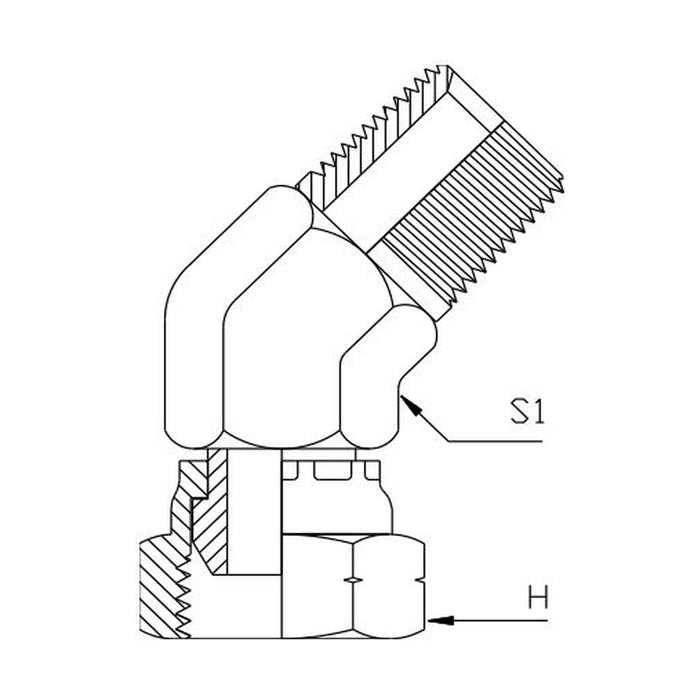 NPT Swivel Female x NPT Tapered Male 45° Compact