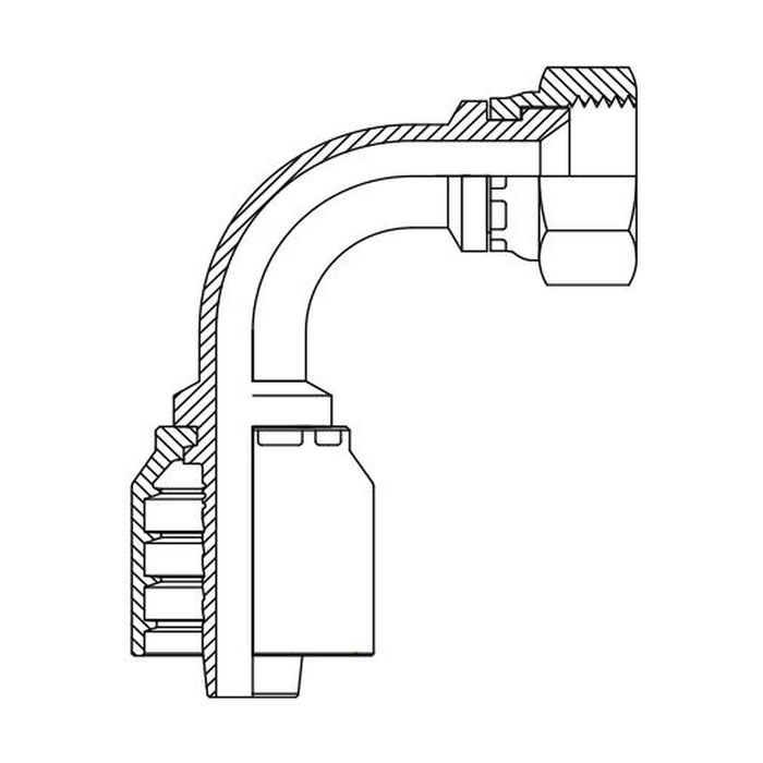 Hose Tail One Piece Metric Komatsu Female 90° Swept