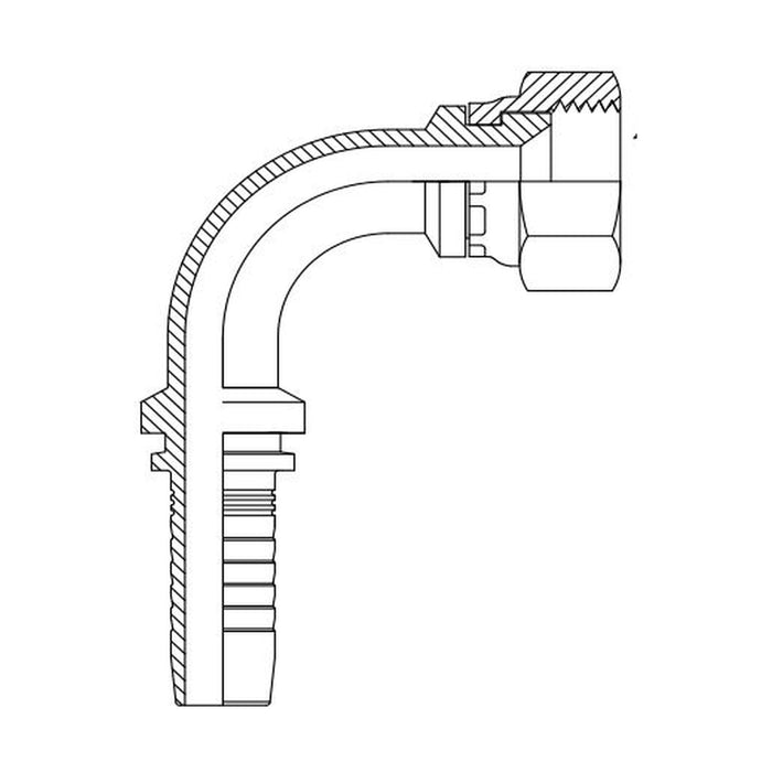 Hose Tail Barb SAE Female 90° Swept