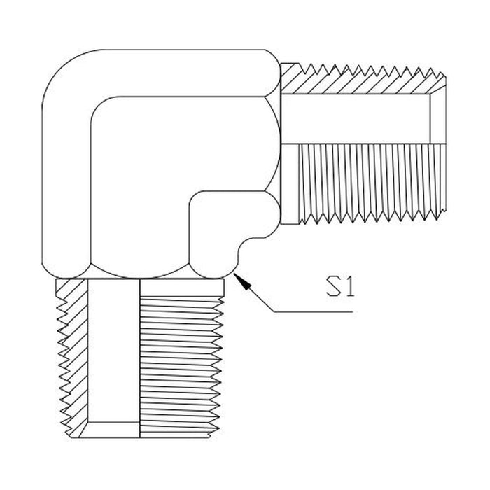 BSP Tapered Male x BSP Tapered Male 90° Compact