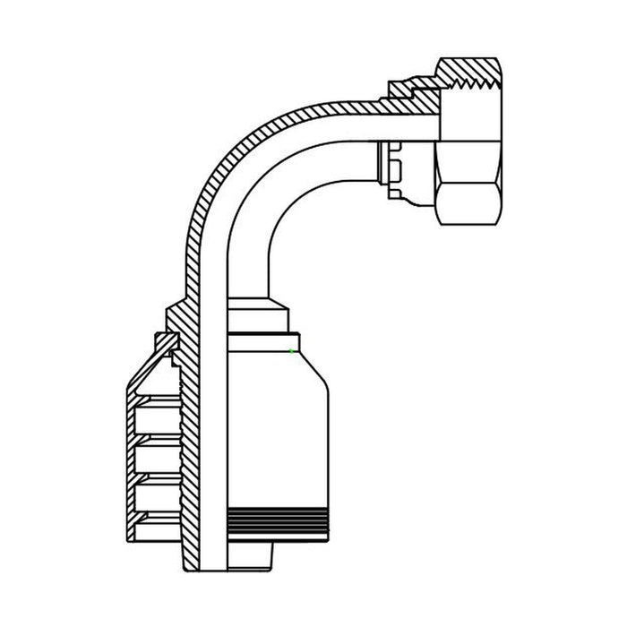 Hose Tail One Piece 6K ORFS Female 90° Swept