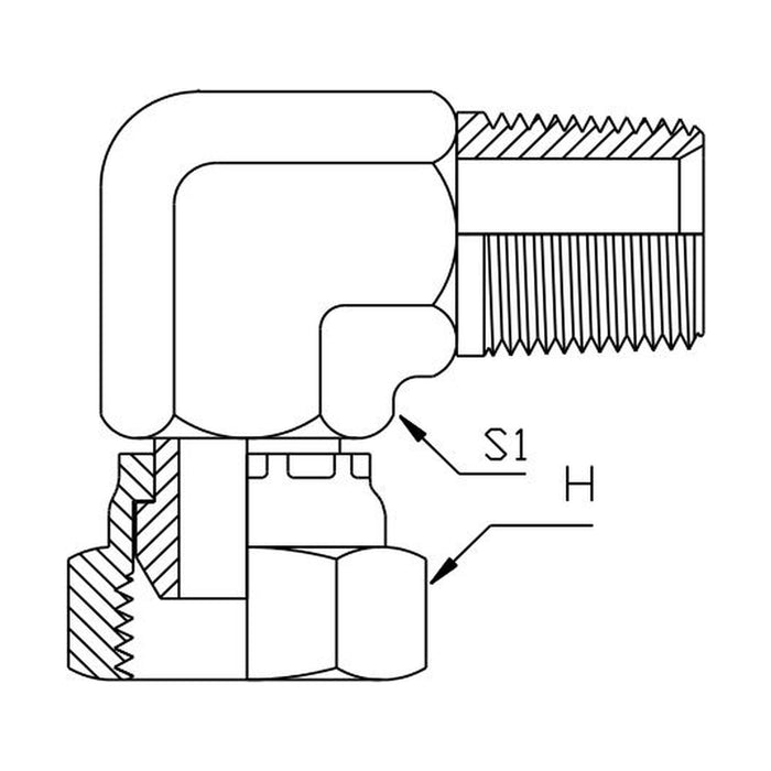 BSP Swivel Female x BSP Tapered Male 90° Compact