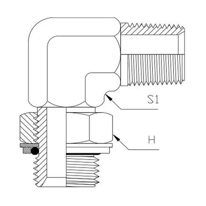 BSP Parallel Male x BSP Tapered Male 90° Compact