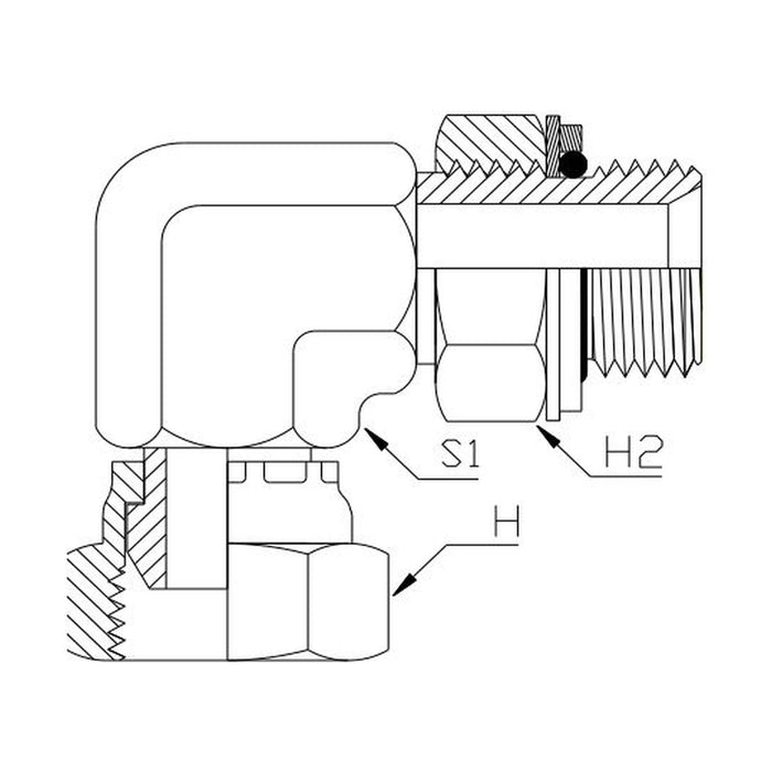 BSP Parallel Male x BSP Swivel Female 90° Compact