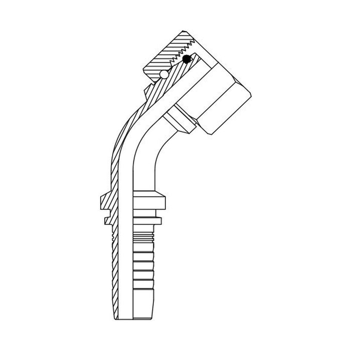 Hose Tail Barb Metric Heavy Female 45° Swept