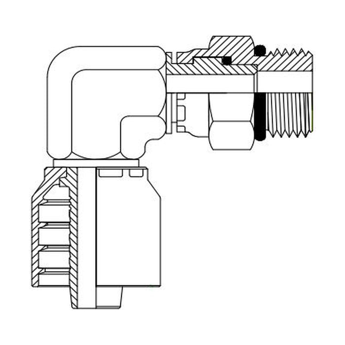 Hose Tail One Piece UNF Live Swivel Male 90° Compact