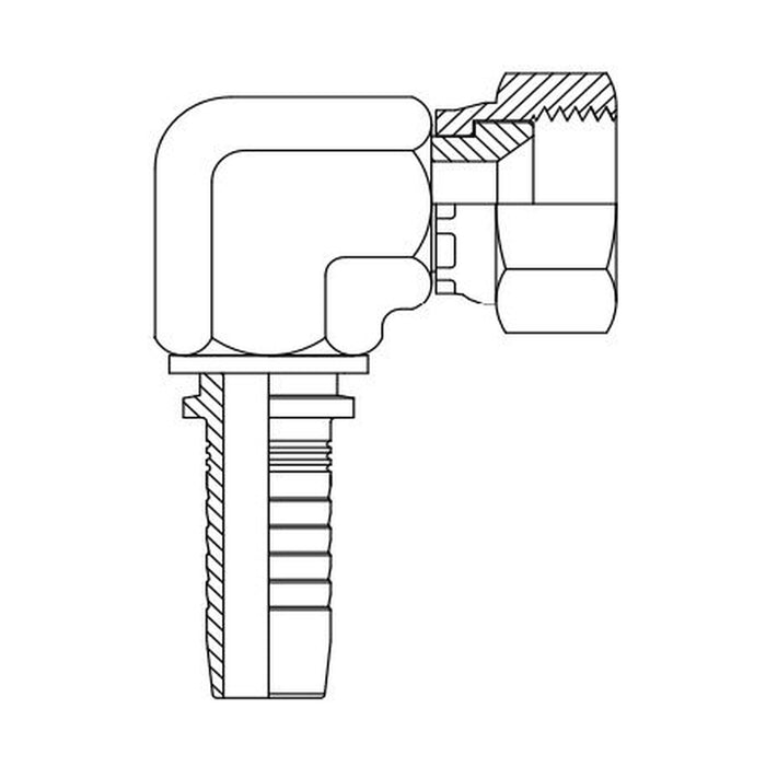 Hose Tail Barb JIC Female 90° Compact