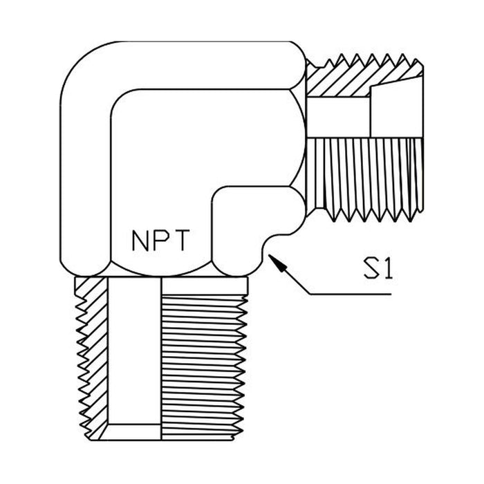 Metric Light Male x NPT Tapered Male 90° Compact