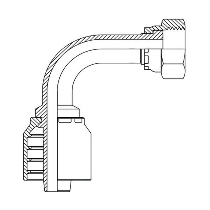 Hose Tail One Piece ORFS Female 90° Long Drop