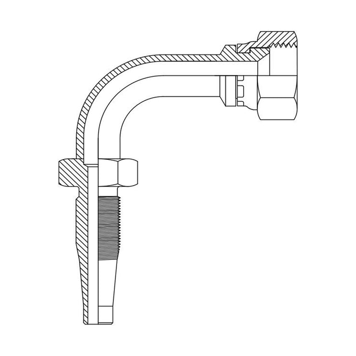 Hose Tail Reusable JIC Female 90° Long Drop