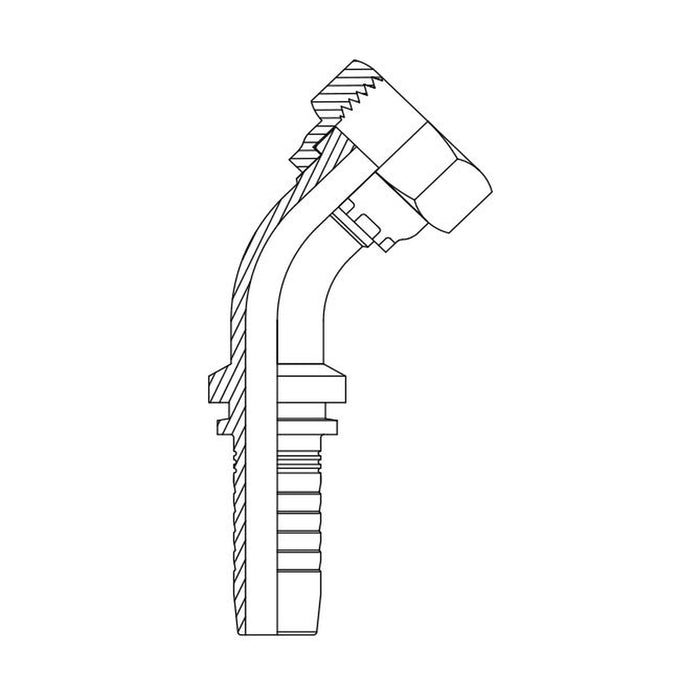 Hose Tail Barb ORFS Female 45° Swept