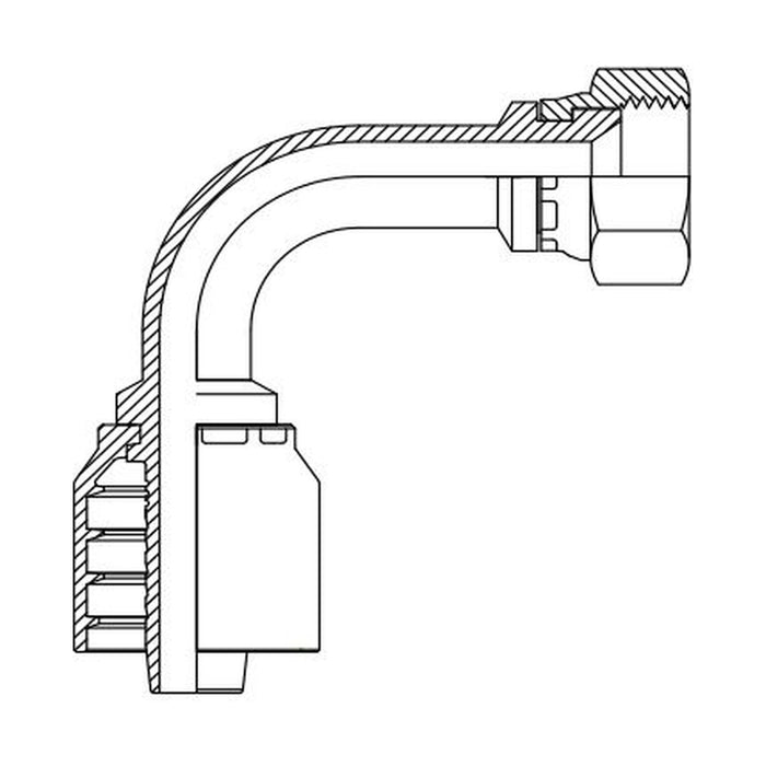 Hose Tail One Piece JIC Female 90° Long Drop