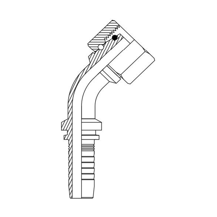 Hose Tail Barb Metric Light Female 45° Swept