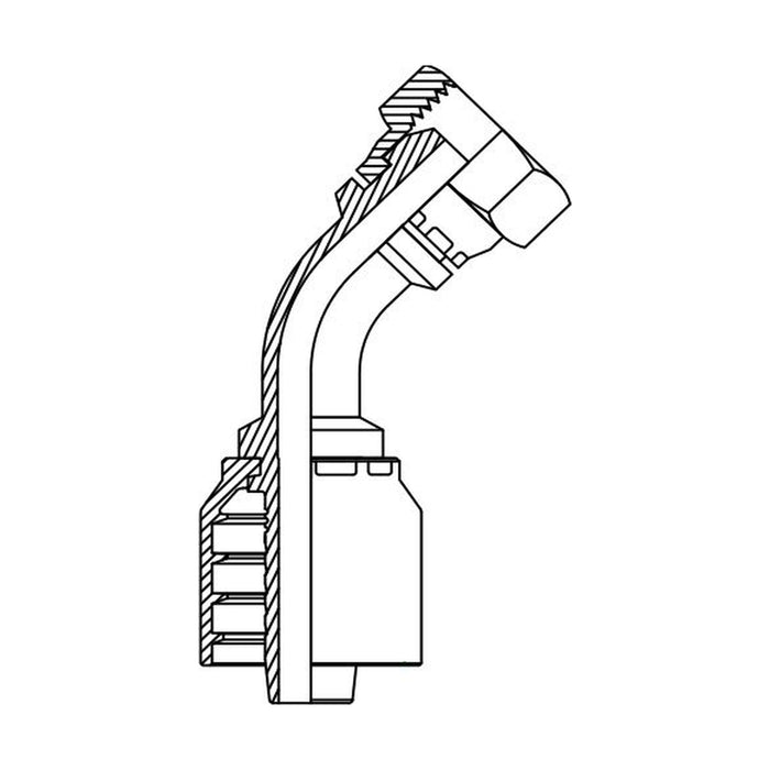 Hose Tail One Piece BSP Swivel Female 45° Swept