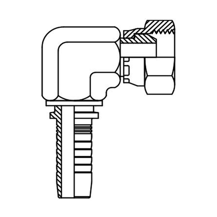 Hose Tail Barb BSP Swivel Female 90° Compact