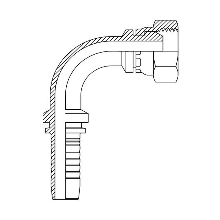 Hose Tail Barb BSP Swivel Female 90° Swept