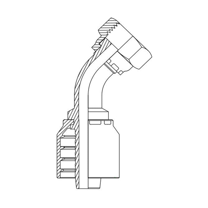 Hose Tail One Piece ORFS Female 45° Swept